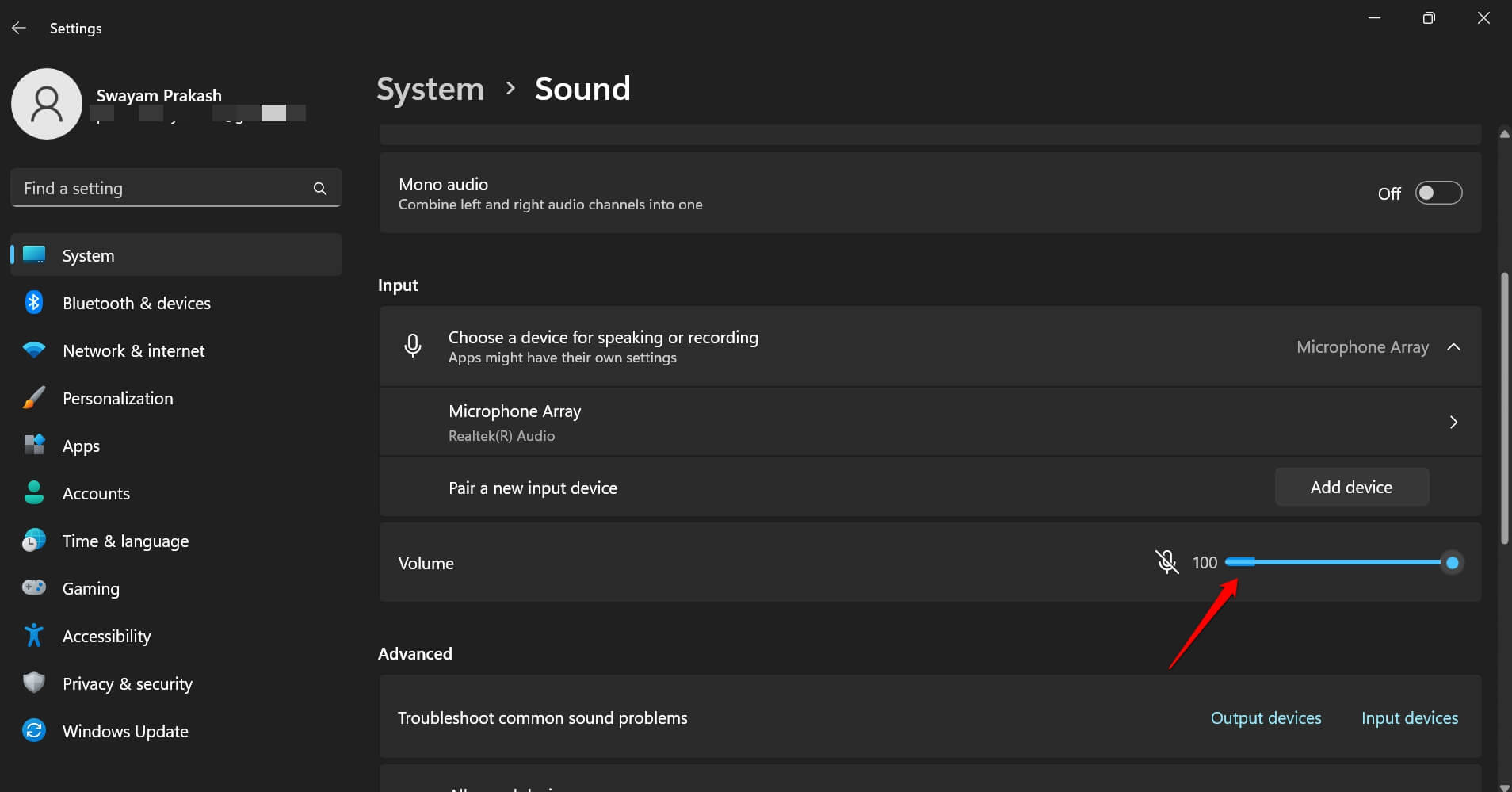 augmenter le volume de l'entrée audio