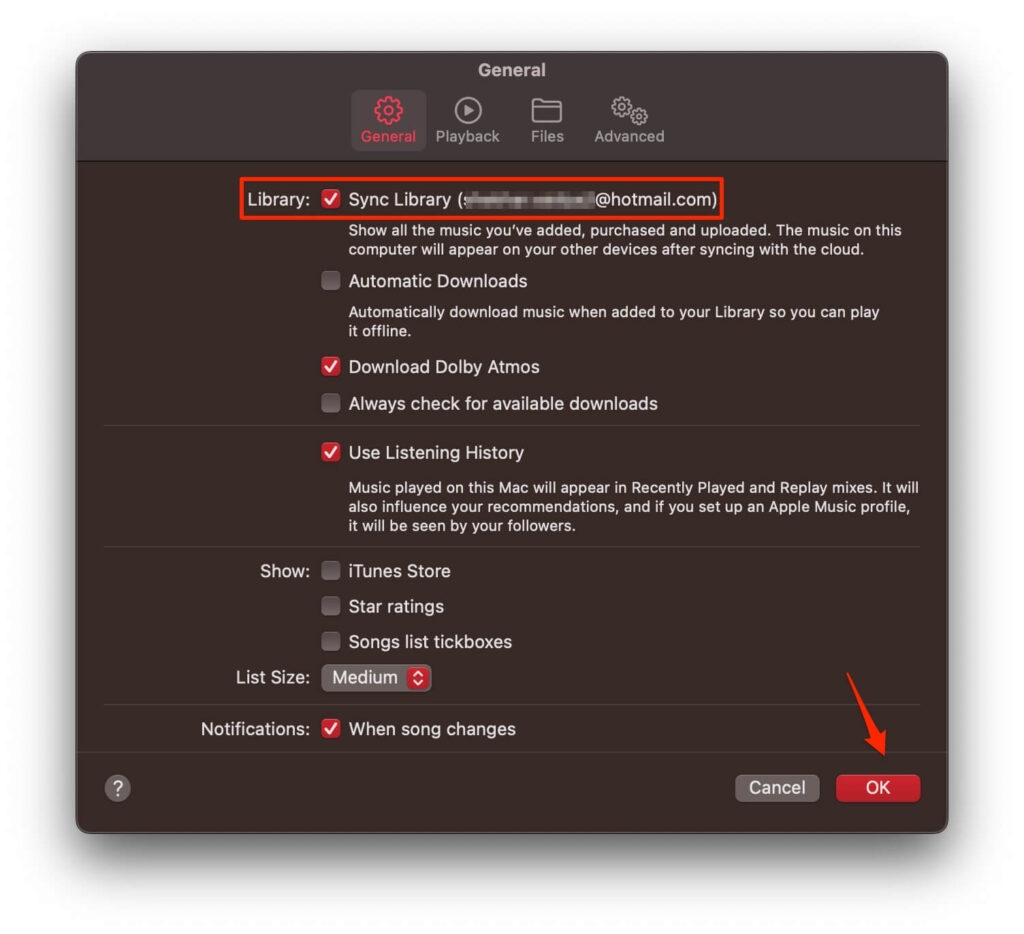 Apple Musicの同期を確認