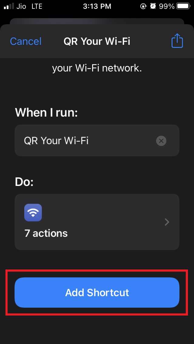 добавить ярлык qr ваш wifi