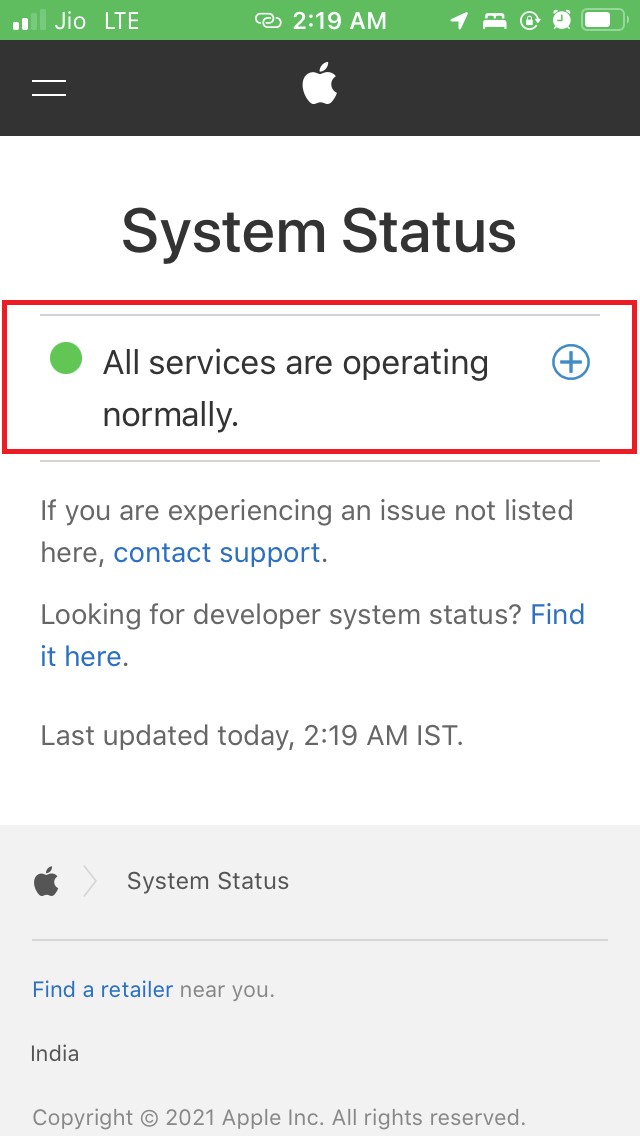 Apple System Status