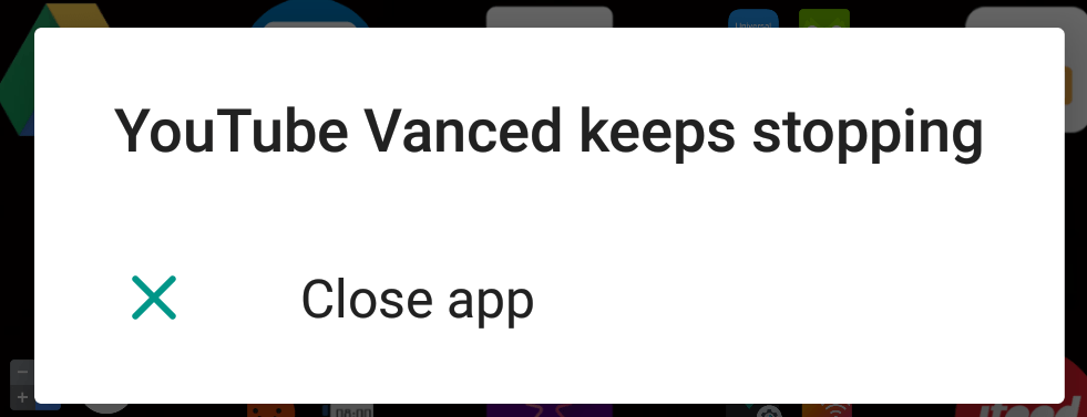 YouTube Vanced continua a fermarsi