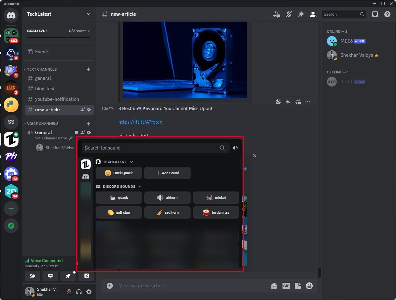 Usa Soundboard su Discord