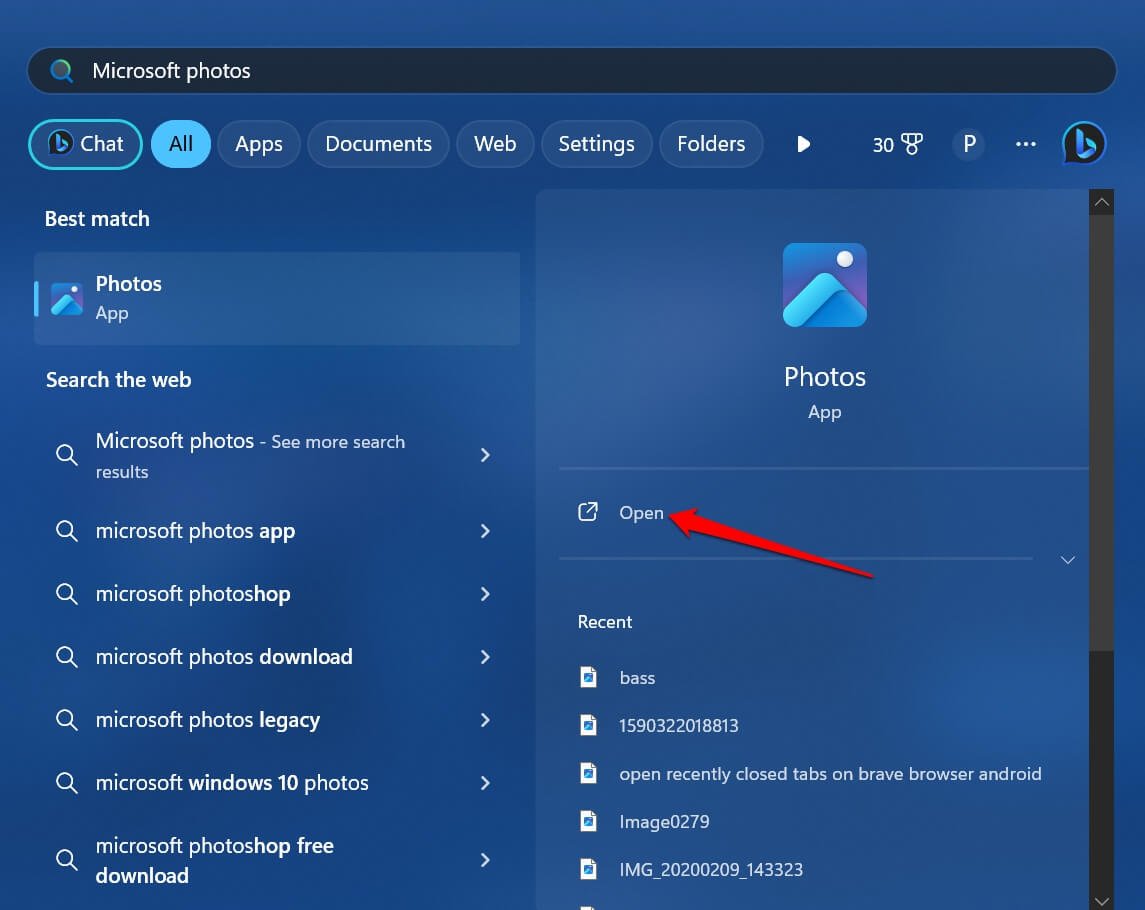 Starten Sie die Windows Fotos-App
