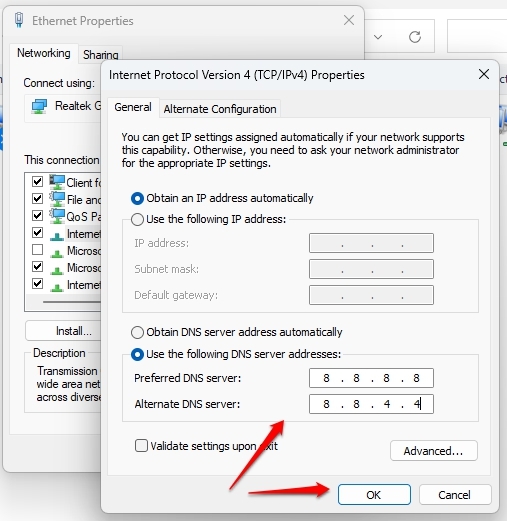 사용자 지정 DNS - Google Chrome에서 ERR_EMPTY_RESPONSE 오류