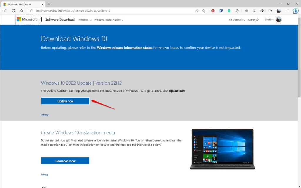 Media Creations Tool - Windows Update Error Code 0xc1900223