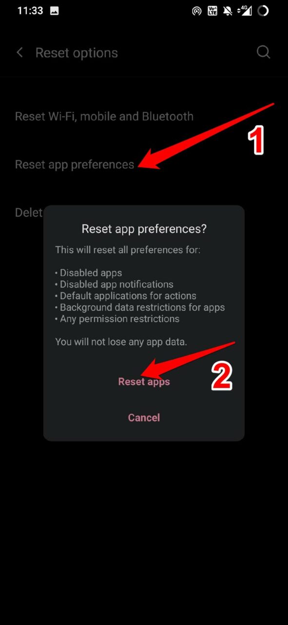 conferma ripristino app su android