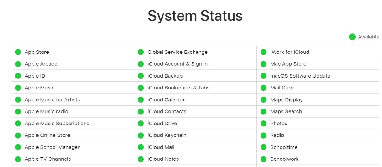 Apple IDシステムステータス