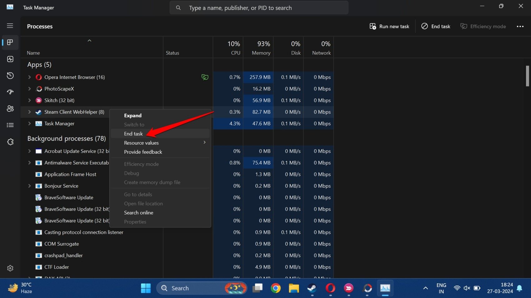 Steamアプリを強制終了する