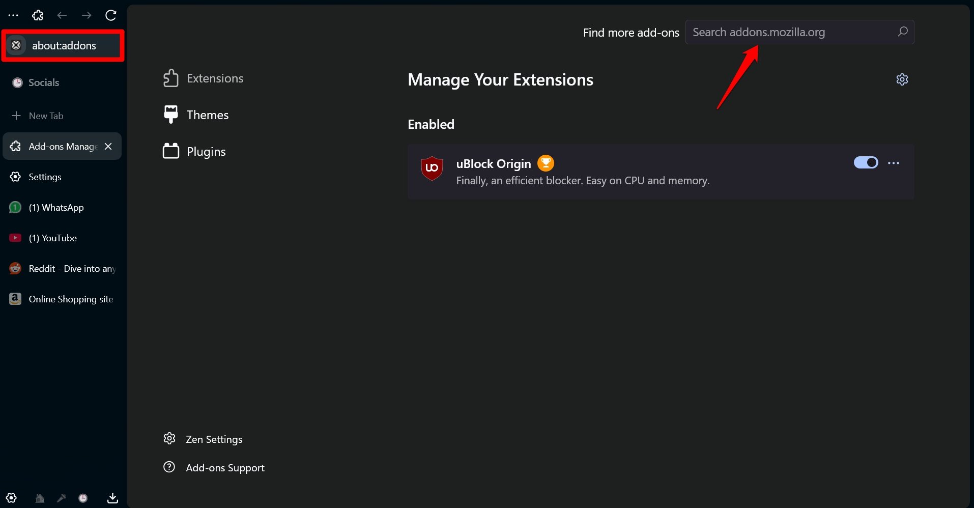 Wie man Add-ons im Zen-Browser installiert