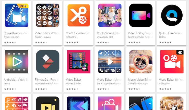 Google PlayStore의 비디오 편집기 앱