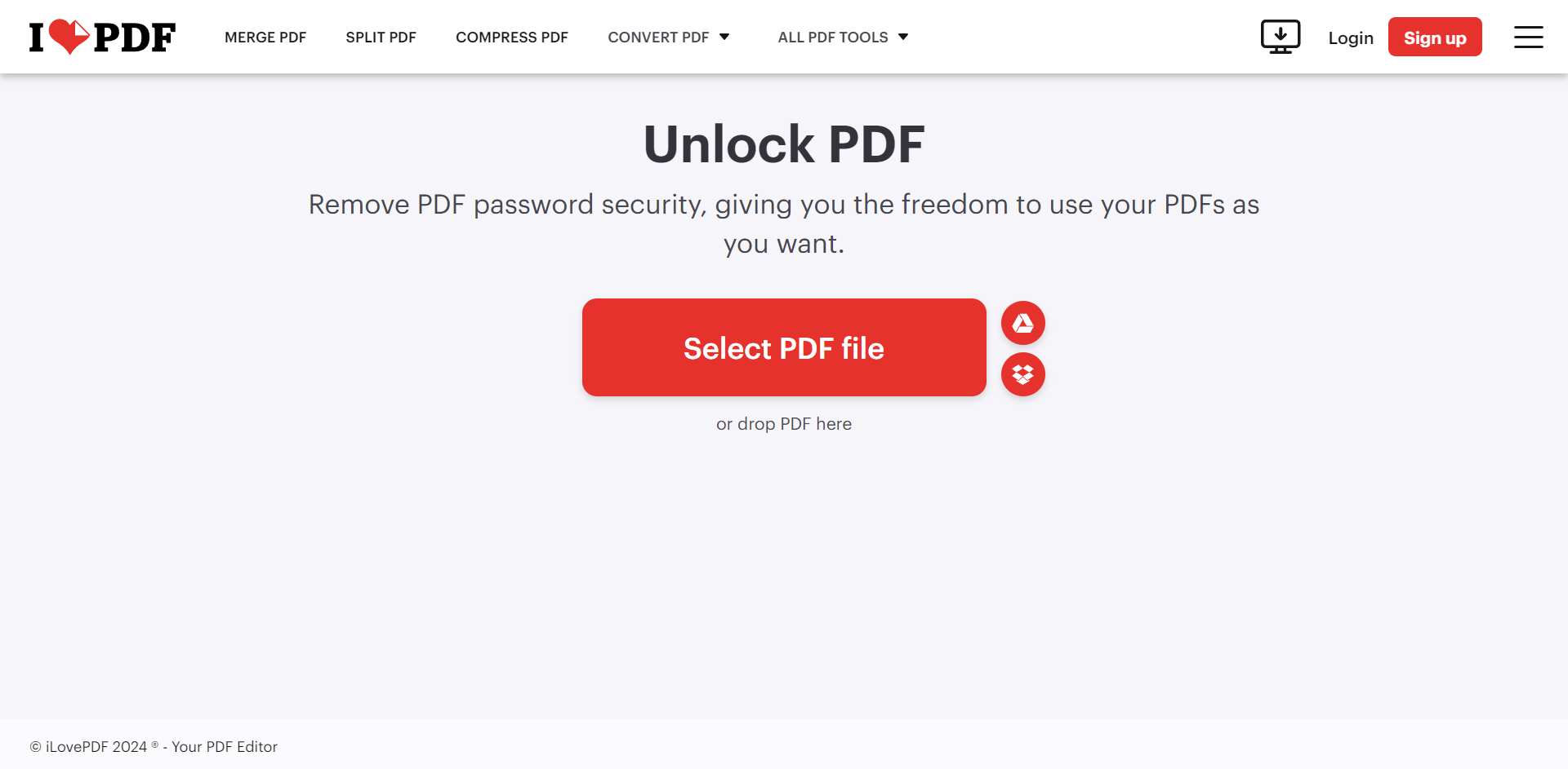 Usar Eliminador de Contraseña de PDF en Línea