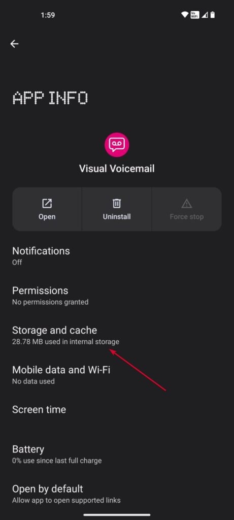 VVM 설정 - T-Mobile 비주얼 음성사서함이 작동하지 않음