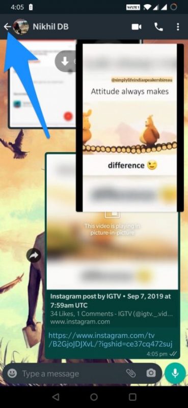 Fai clic sul pulsante indietro