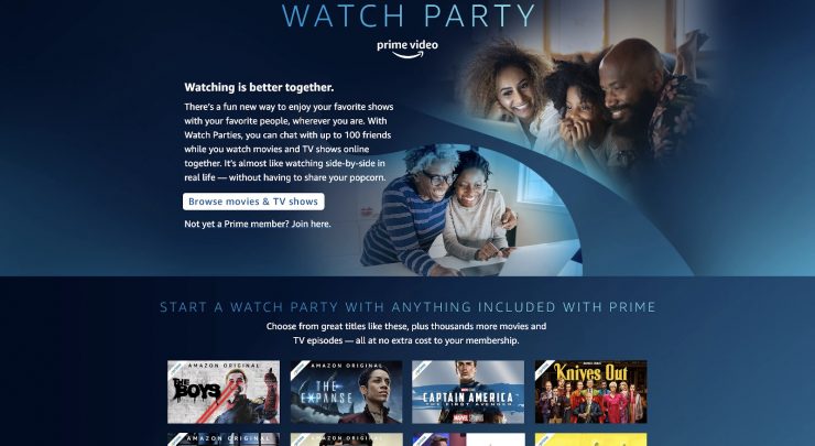 Festa de assistir do Prime Video na Índia assista filmes com amigos e converse online
