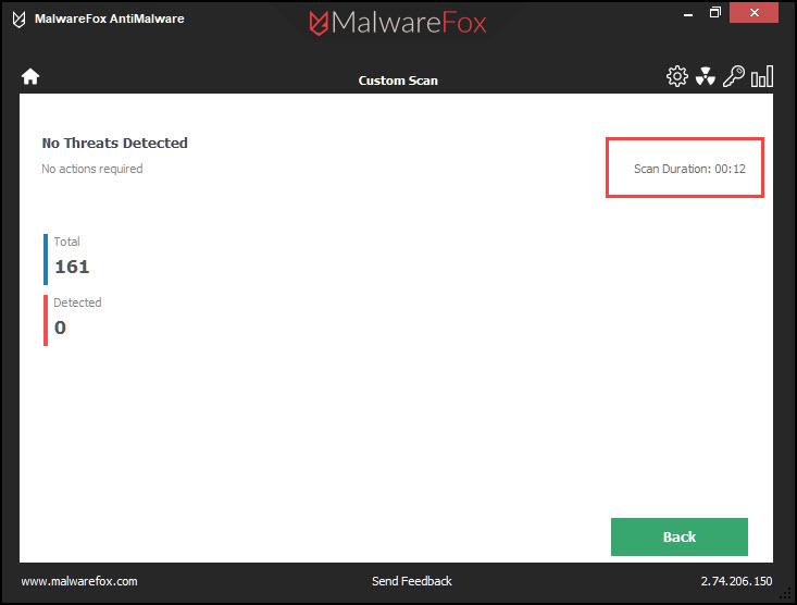 Interface de MalwareFox