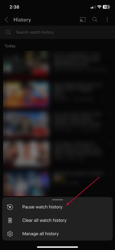 Turn Off YT Watch History