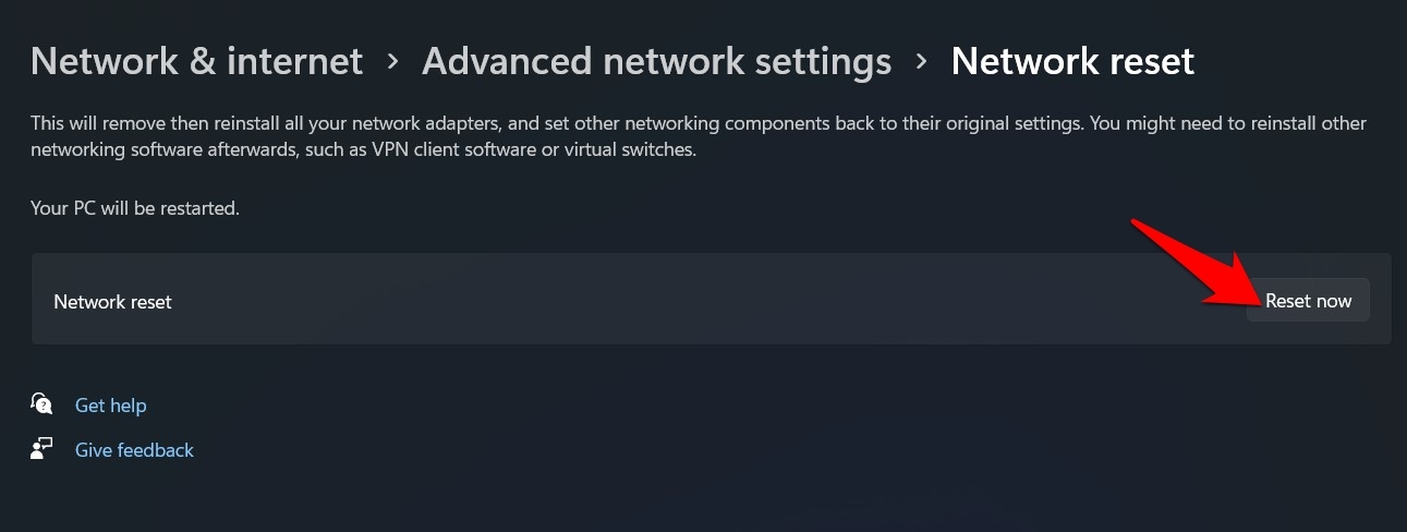 réinitialiser le réseau windows 11