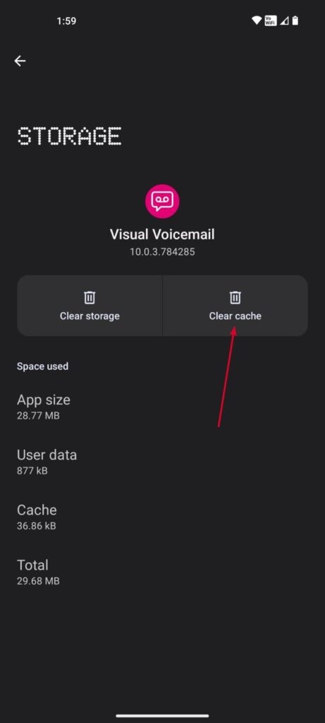 VVM 캐시 지우기 - T-Mobile 비주얼 음성사서함이 작동하지 않음