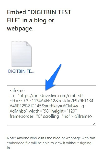 OneDrive Embed-Link