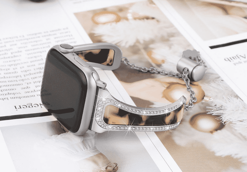 Esta é a Pulseira Feminina com Diamantes para Apple Watch Series 5 de 44mm e 40mm.