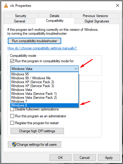 Fai clic sul menu a discesa per scegliere un sistema operativo, dove il programma ha funzionato correttamente