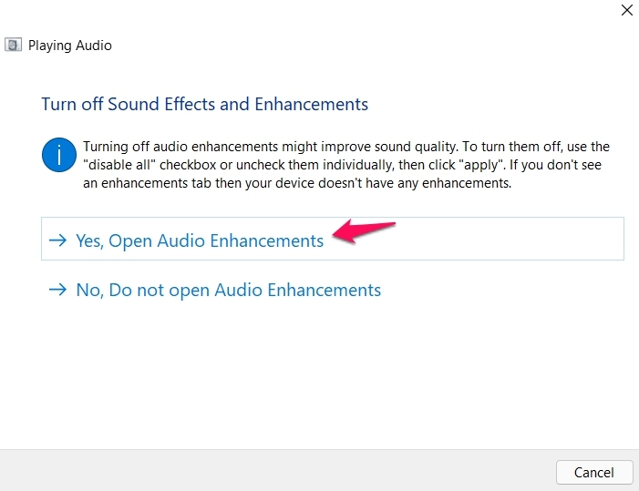 Ouvrir les améliorations audio