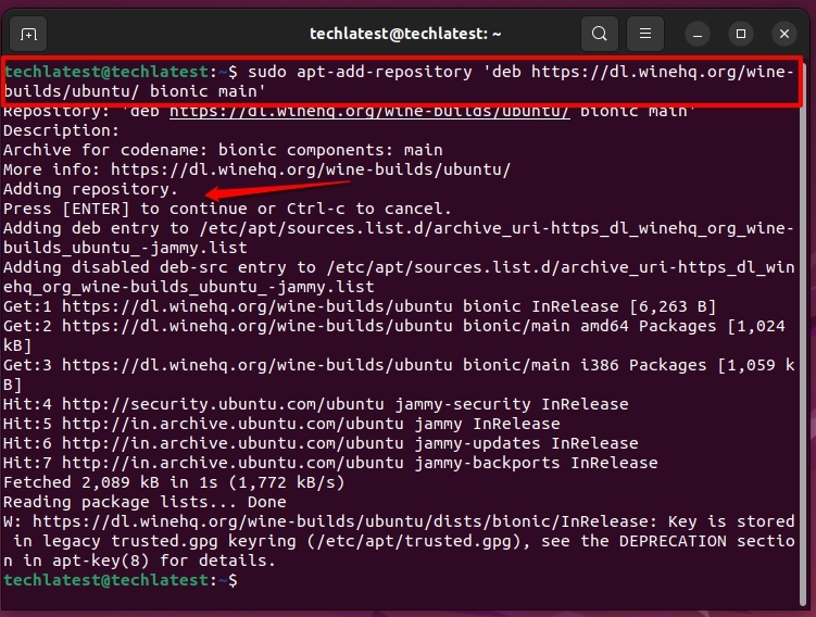 Ajouter une clé de WineHQ - iTunes sur Ubuntu