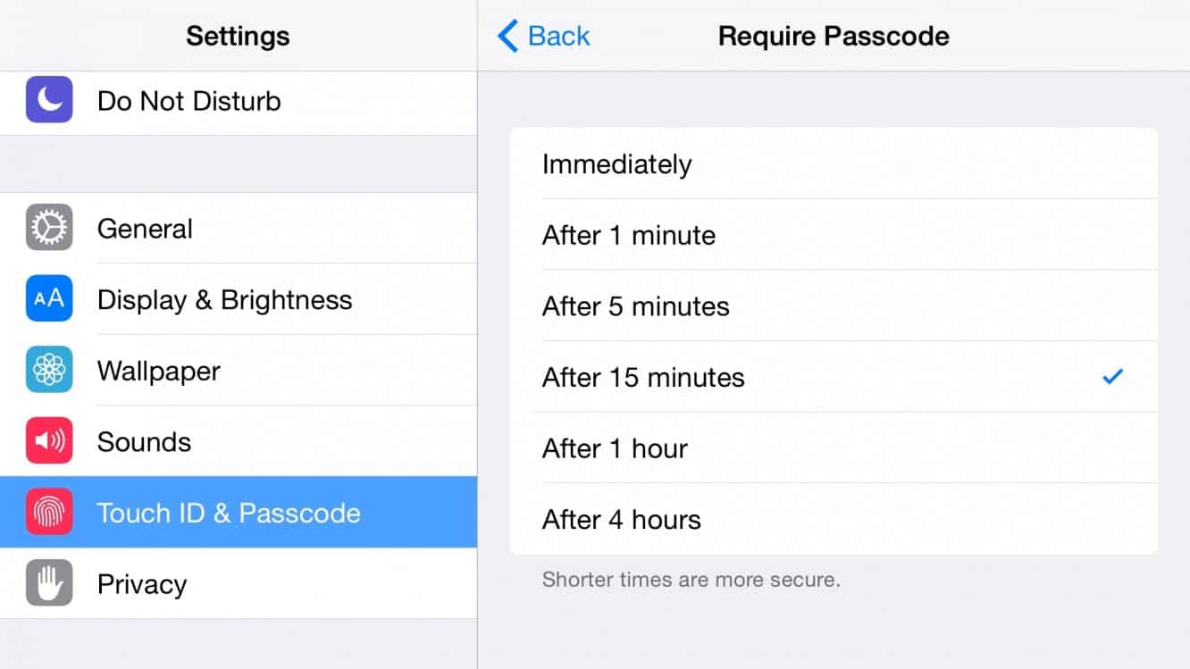 왜 내 iPhone 6 Plus에서 더 긴 암호 타임아웃을 설정할 수 없나요?