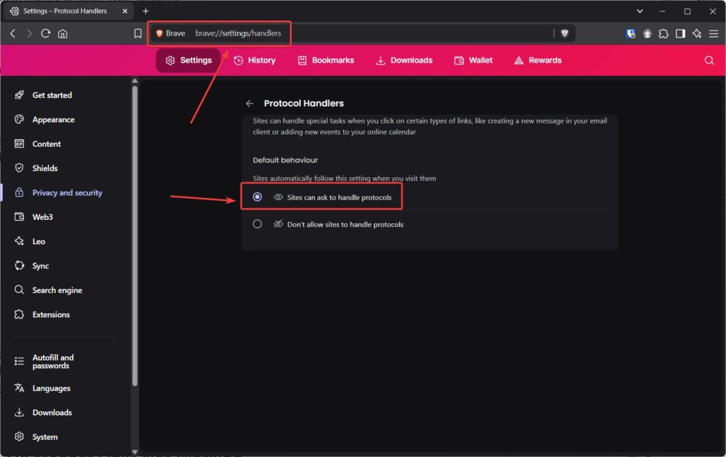 Manipuladores de Protocolo do Chrome - Links Magnéticos Não Funcionando