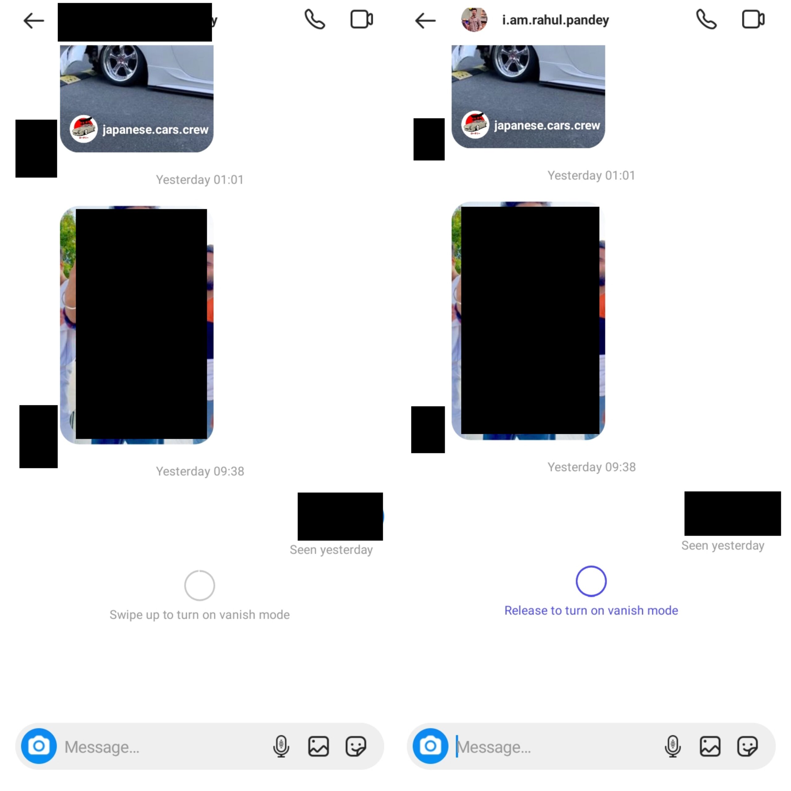 Режим исчезновения в Instagram и Facebook Messenger