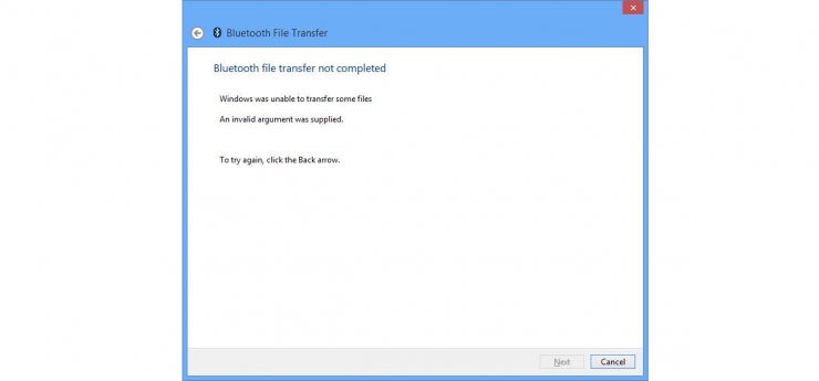 Trasferimento File Bluetooth Non Completato