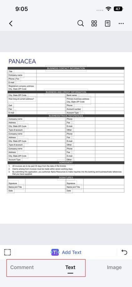 Commenter le texte sur PDF