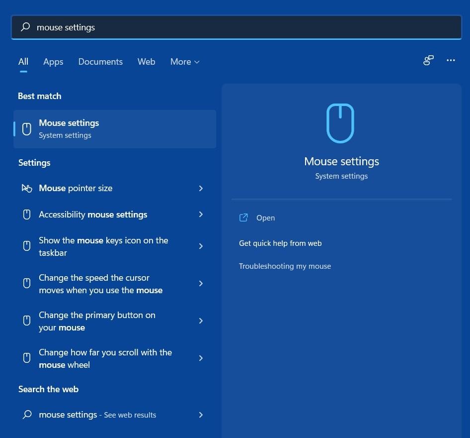 Configurações do Mouse