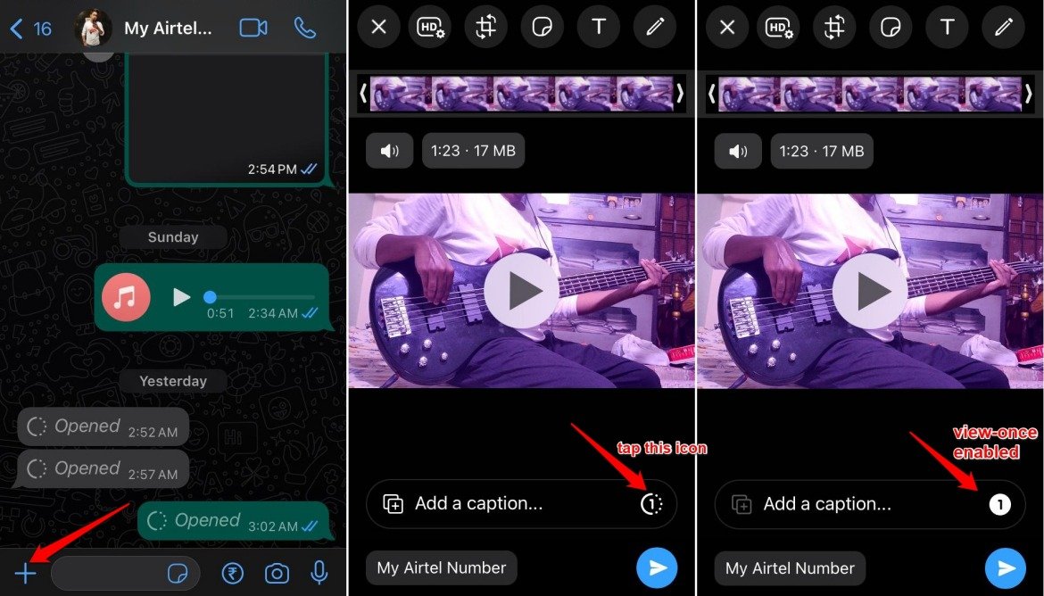come inviare un video visualizzabile una volta in WhatsApp