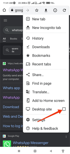 Desktopseite WhatsApp Web