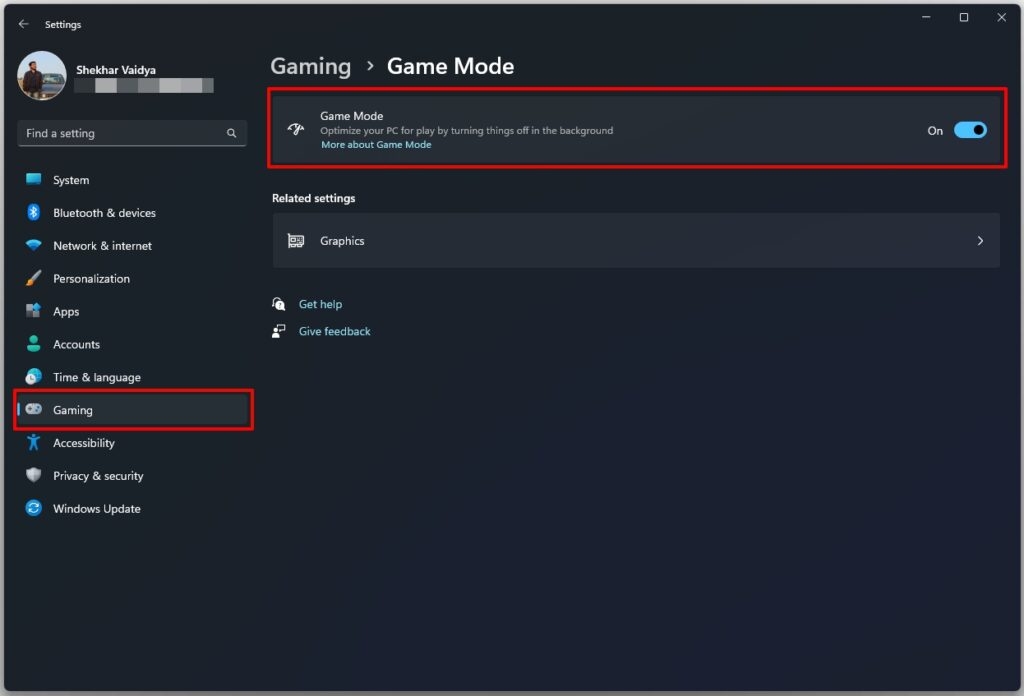 Modalità Gioco Windows 11