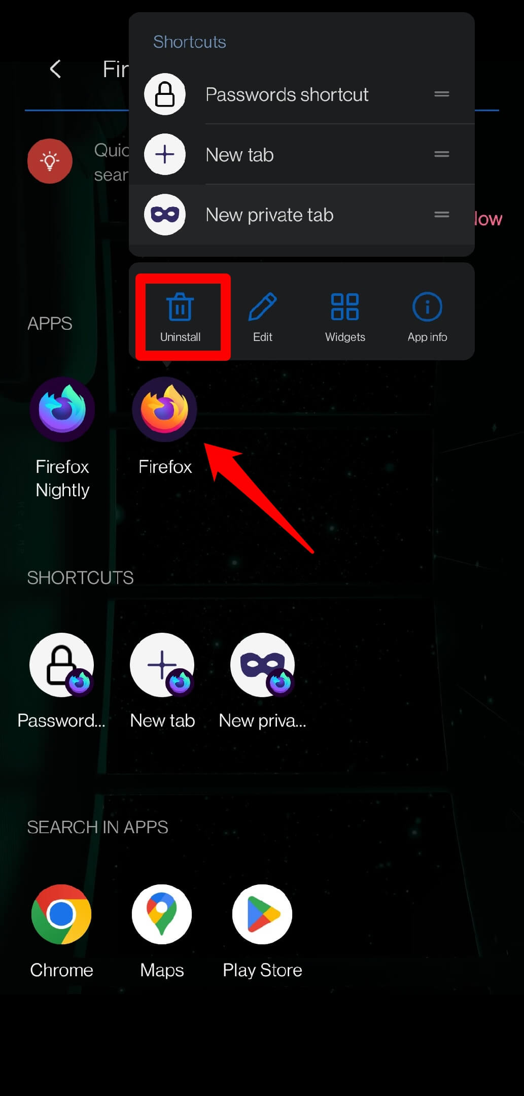 desinstalar aplicación en dispositivo android