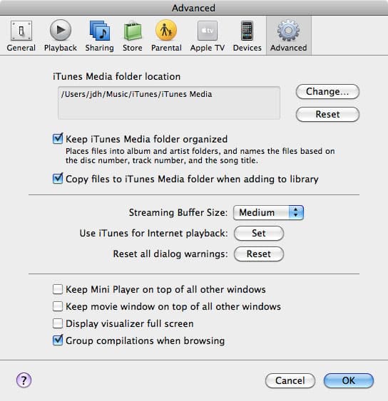 외장 하드 드라이브에 iTunes 복원하기