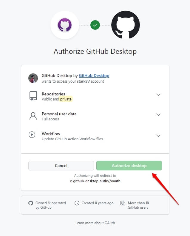 GitHub-Konto autorisieren - Mehr als 100 Dateien auf GitHub hochladen