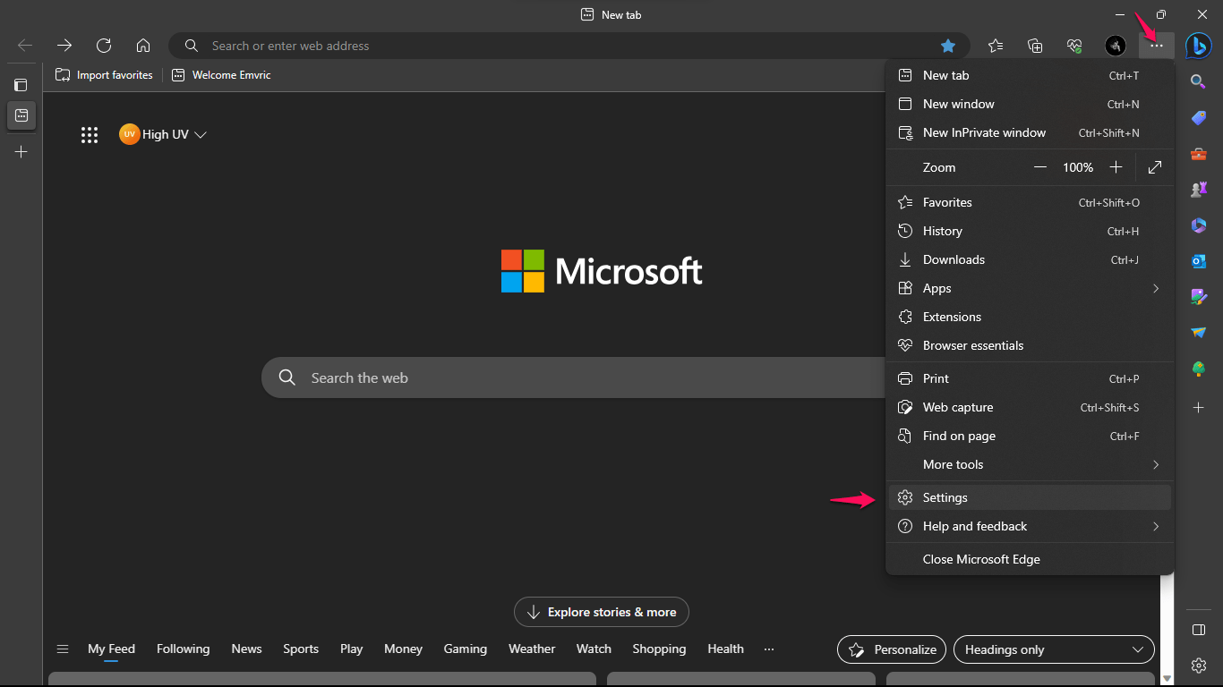 Settings Option