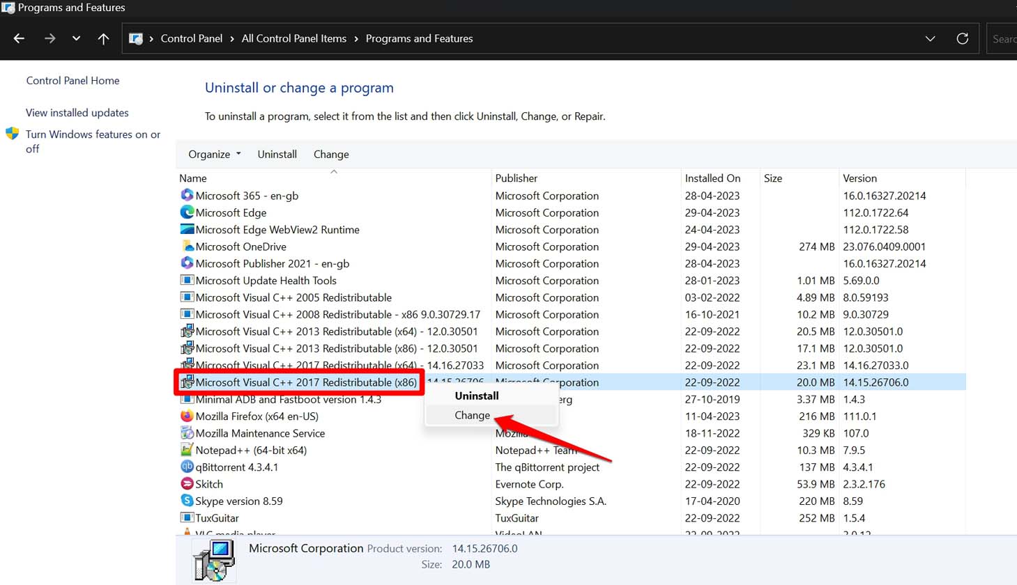 cambia la libreria Microsoft Visual Windows