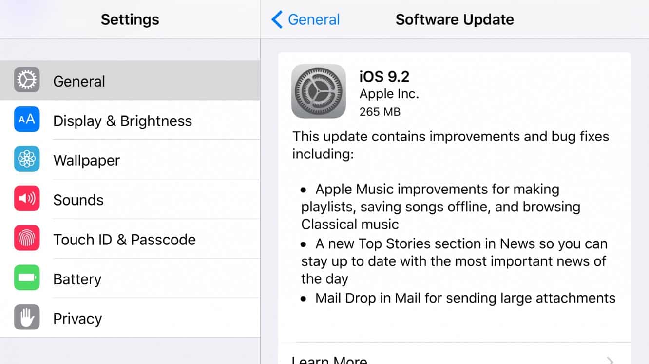 Apple rilascia iOS 9.2, watchOS 2.1
