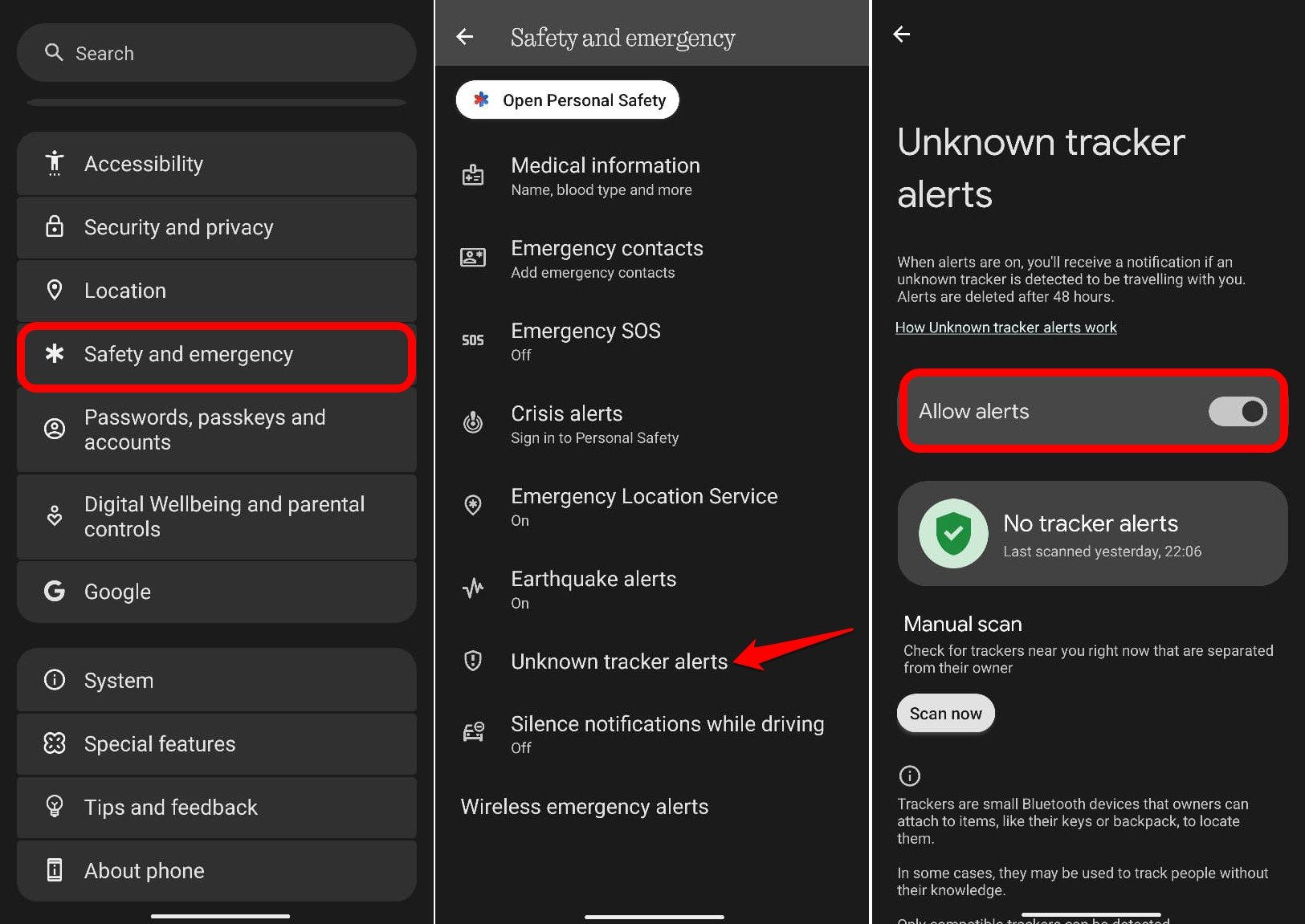 Warnung vor unbekanntem Tracker auf Android-Gerät aktivieren