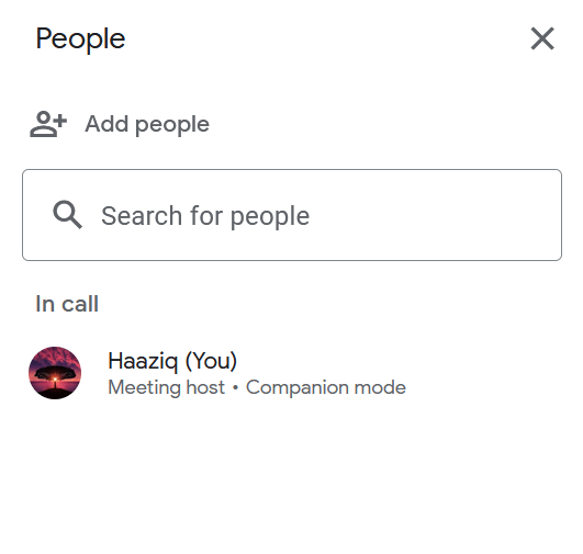 usuario del modo compañero de google meet