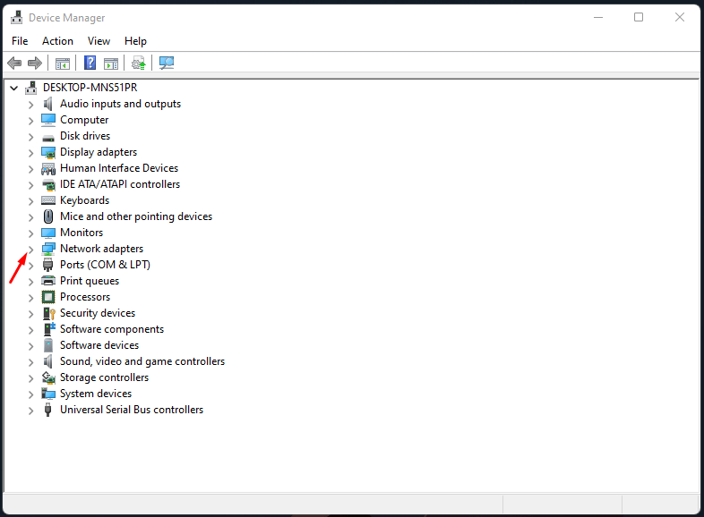 Klicken Sie auf die Dropdown-Schaltfläche neben Netzwerkadapter