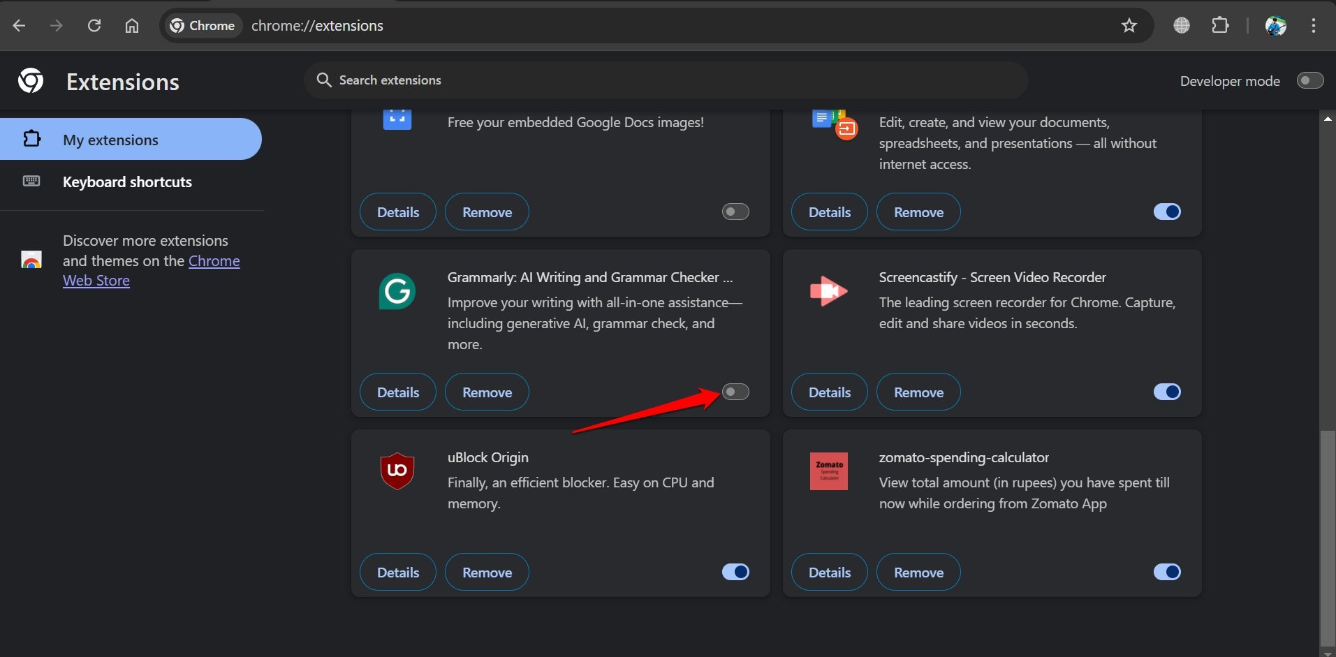 desativar extensão grammarly no navegador.