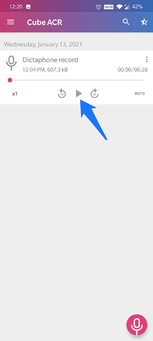 Trova la registrazione nell'app