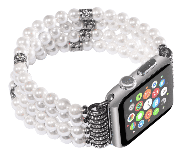 Esta é a Pulseira de Pérola para Apple Watch Series 5 de 44mm e 40mm.