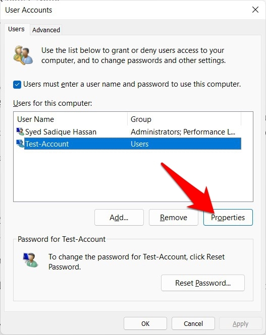 proprietà account utente windows 11
