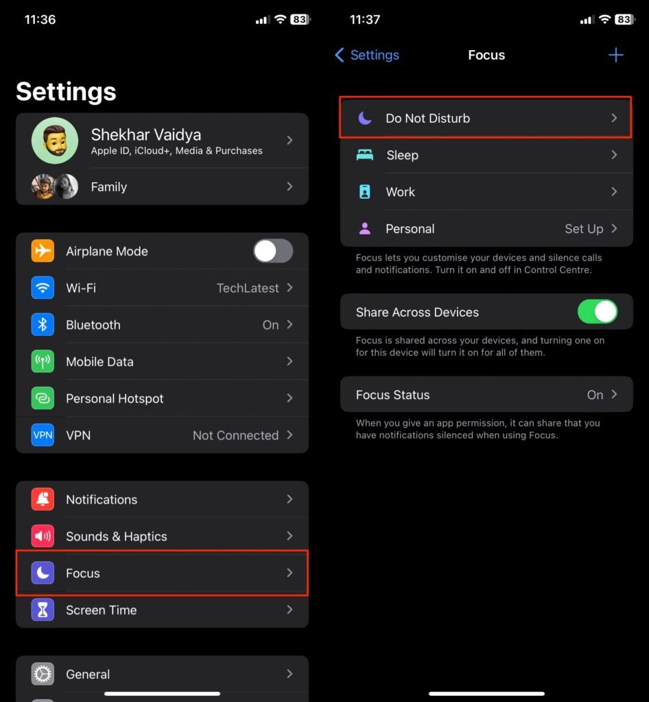 Réglages de concentration iPhone - Arrêter les appels sur iPhone sans bloquer